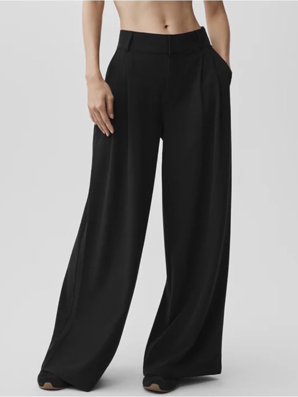 ALO Yoga Black Wide-Leg High-Rise Trousers